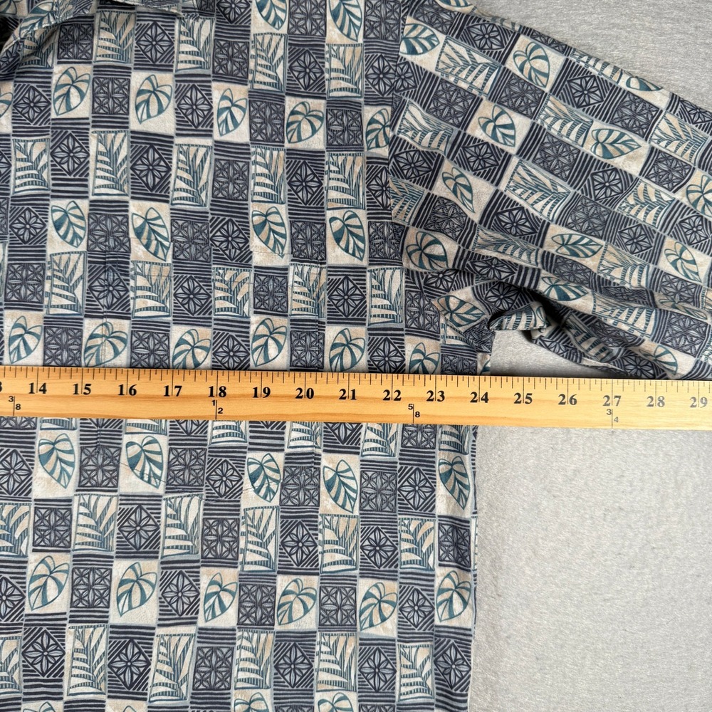 Tori Richard Mens Blue Geometric Botanical Cotton Lawn Button Front Shirt P390 - Picture 6 of 13